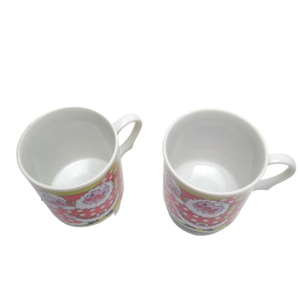 Vintage Mr And Mrs Claus Christmas Footed Ceramic Mugs - Picture 5 of 5